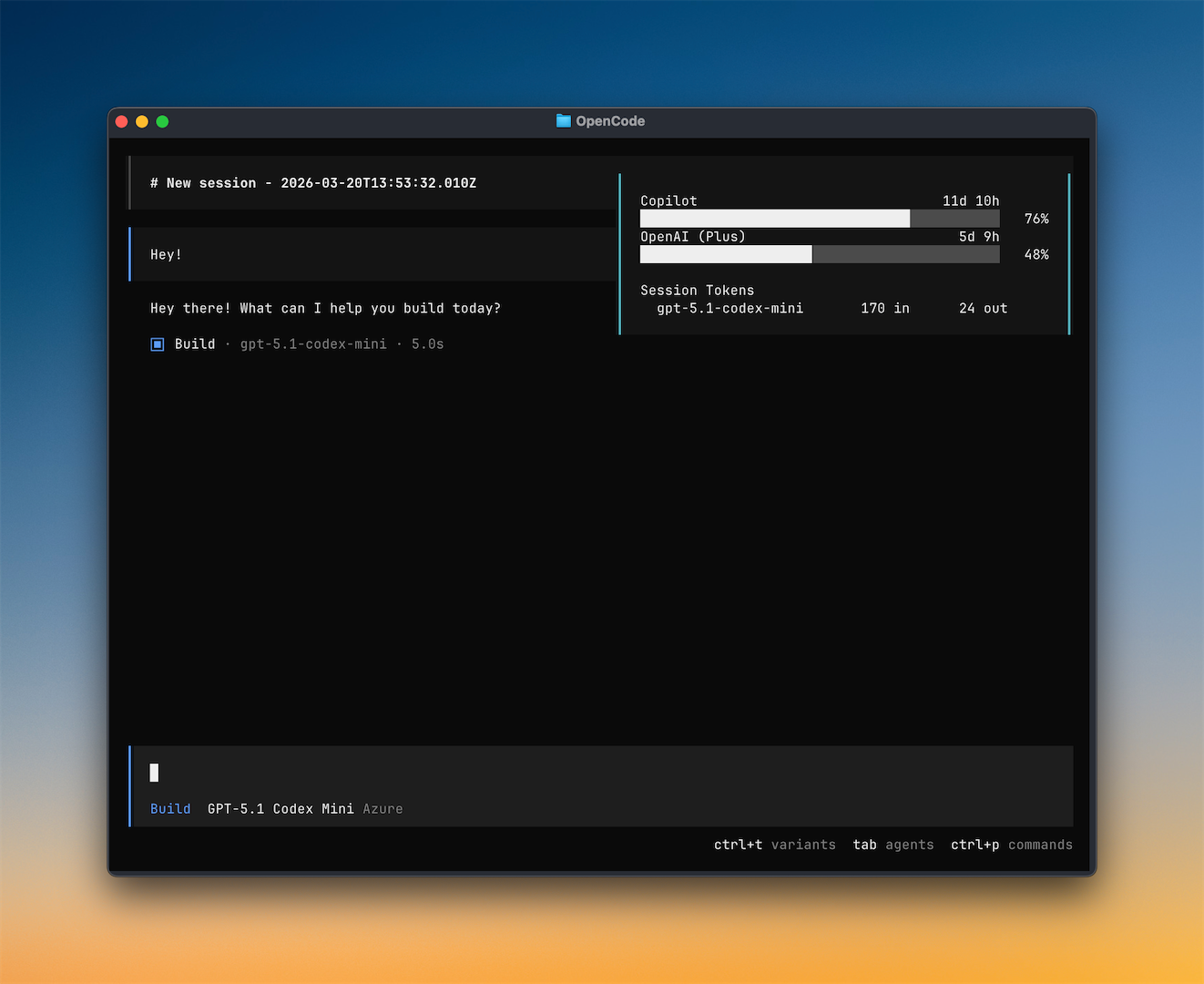 Image of opencode-quota toast